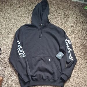 Carhartt Black Hoodie with Hurley White Sleeve Logo